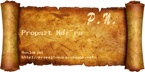 Propszt Nóra névjegykártya